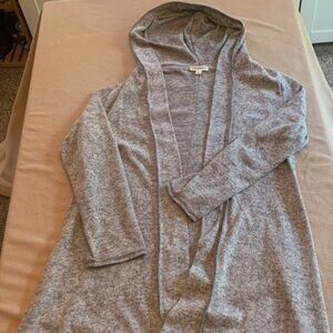 Earthbound Trading Company - Long open cardigan/duster with hood - Size S
